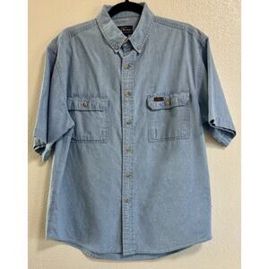 MOOSE CREEK Mens Size M Jean Cotton BUTTON UP DENIM SHIRT Chambray Work Gear